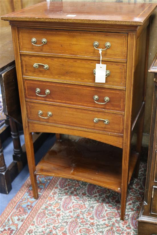 An Edwardian inlaid mahogany music cabinet W.53cm